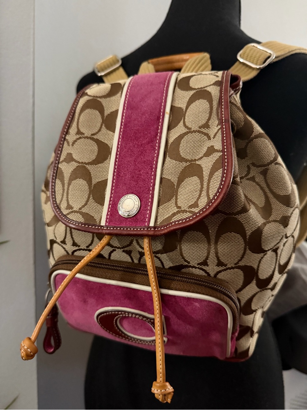 Coach Y2K Rare Signature Monogram & Suede Backpack - Picture 14 of 16